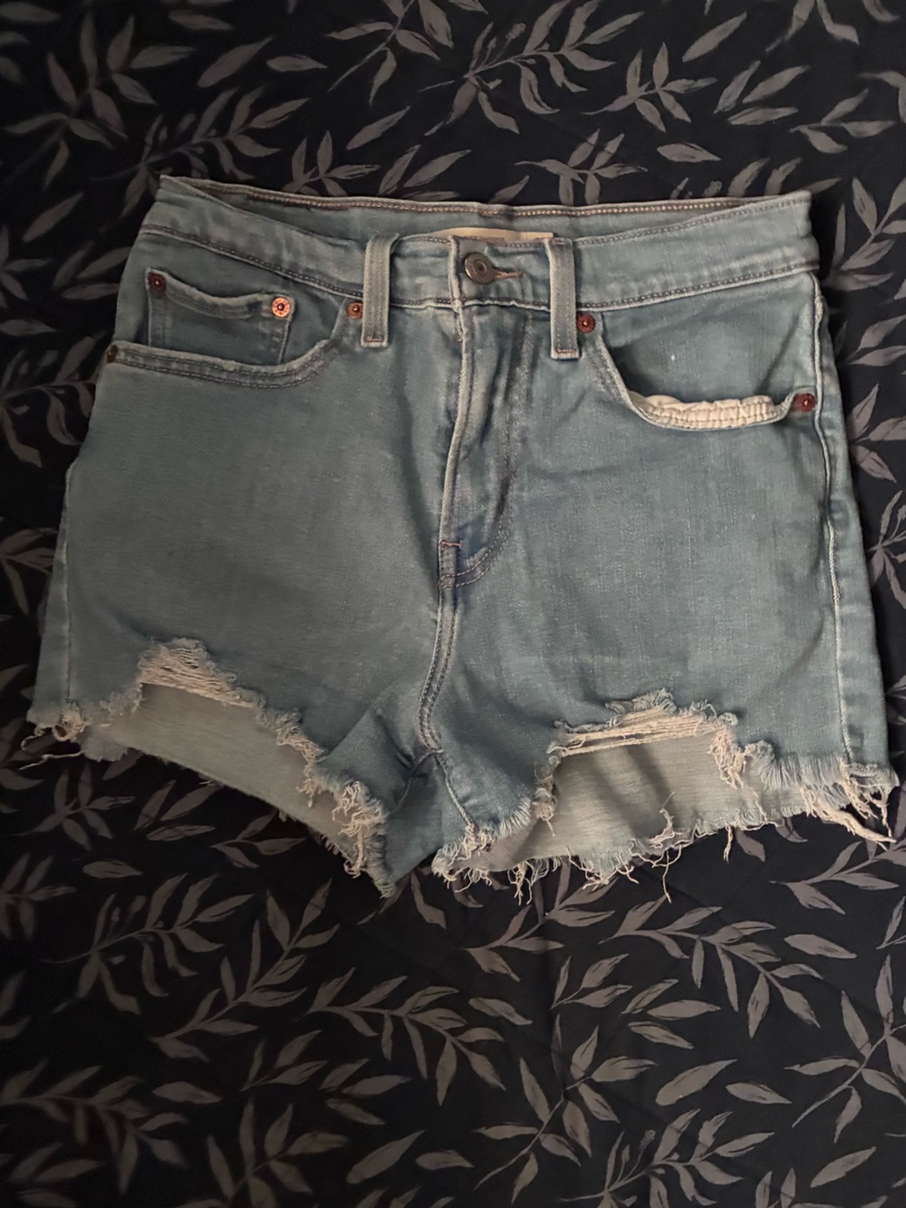 Levi's Light Blue Distressed Denim Cutoff Shorts
